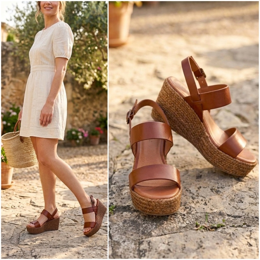 EDL Presents Pop Comfort Fit Woven Wedge Sandals